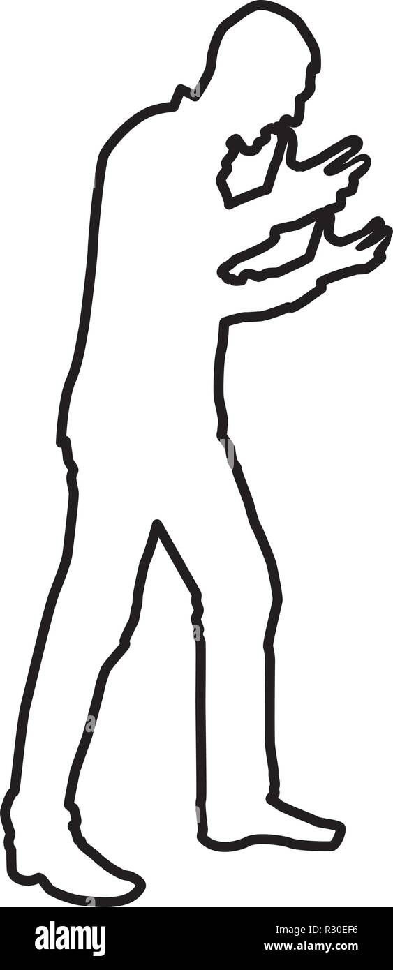 Homme hurlant de colère icône conflits silhouette concept vecteur de couleur noir Je télévision image simple style contours Illustration de Vecteur