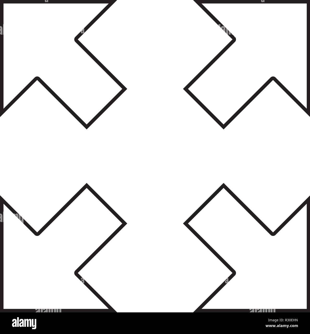Quatre flèches pointant vers des directions différentes à partir de l'icône centrale de couleur noire style vector I télévision simple image contours Illustration de Vecteur