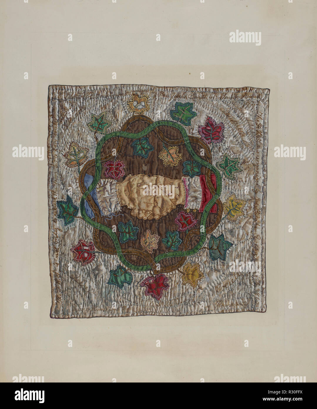 Bloc de patchwork d'amitié. En date du : ch. 1938. Dimensions : hors tout : 48,7 x 40,8 cm (19 3/16 x 16 1/16 in.) Objet : 10 SAI Original 1/2' élevé ; 11 1/2" de large. Médium : Aquarelle, mine de plomb et gouache sur papier. Musée : National Gallery of Art, Washington DC. Auteur : Florence Truelson. Banque D'Images