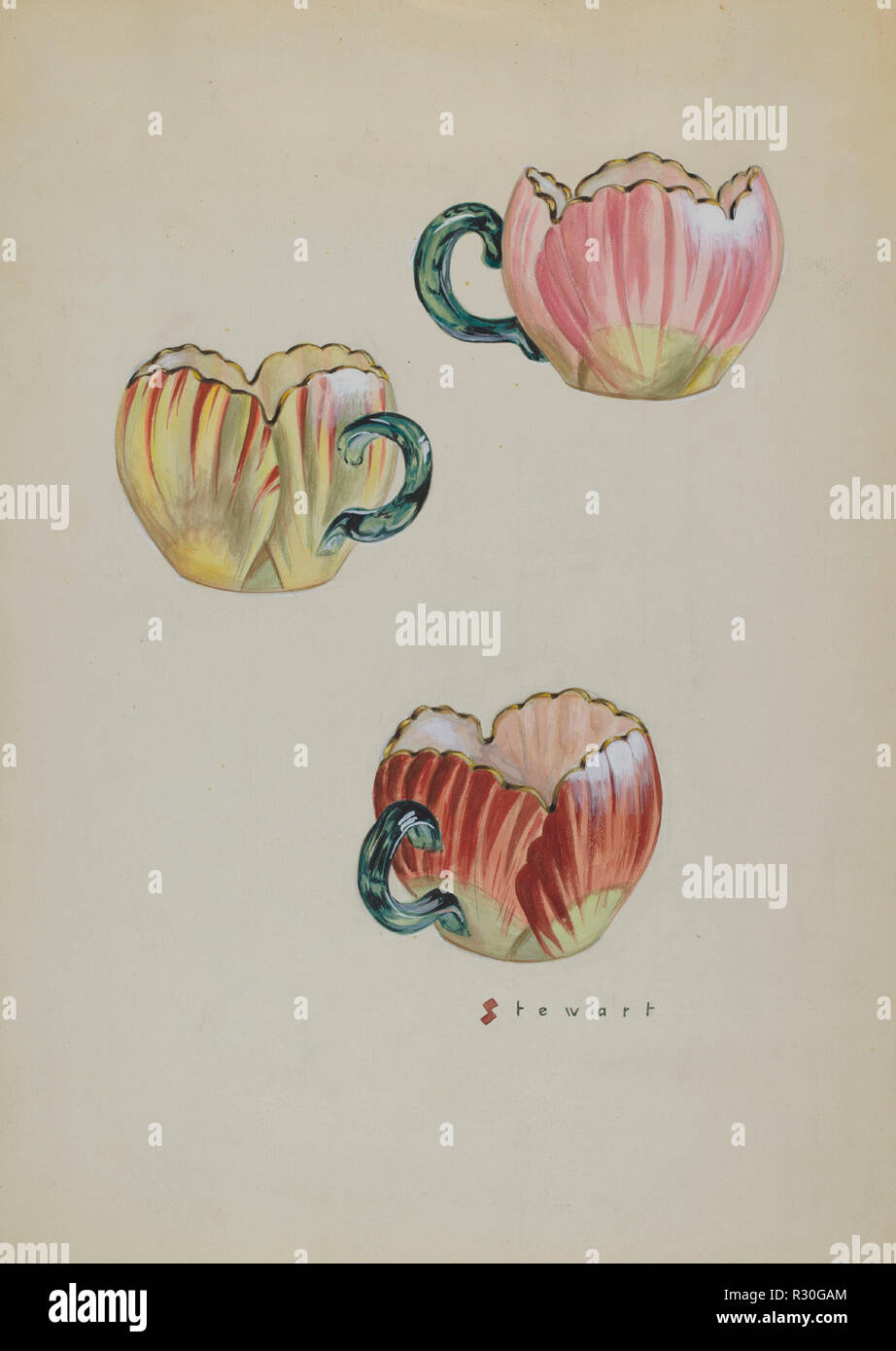 Tulip Cups. En date du : ch. 1937. Médium : Aquarelle, mine de plomb et gouache sur papier. Musée : National Gallery of Art, Washington DC. Auteur : Robert Stewart. Banque D'Images