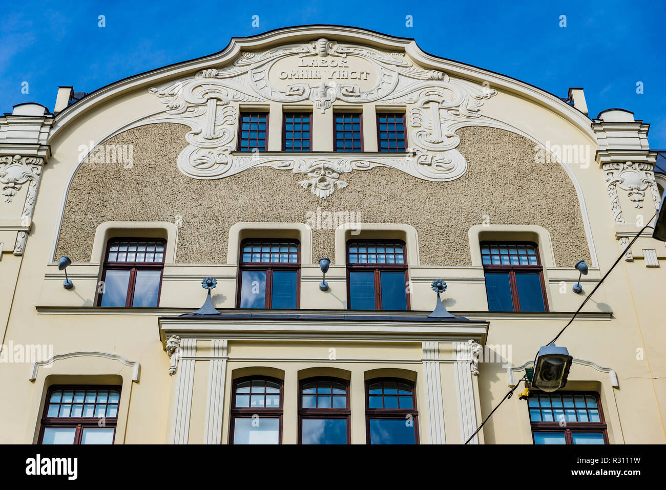 L'architecture Art Nouveau de Riga - Elizabetes iela 23 - Construit en 1903 par l'architecte Herman Hilbig. ABLV siège de la Banque mondiale. Riga, Lettonie, Pays Baltes, Banque D'Images