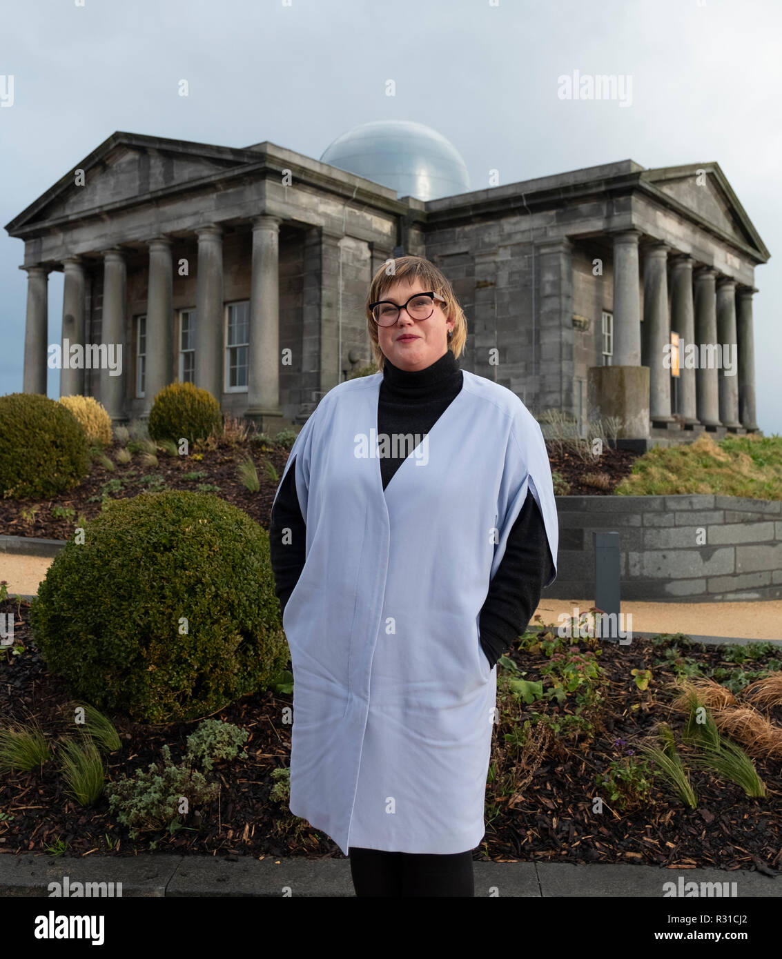 Edinburgh, Ecosse, Royaume-Uni. 21 novembre, 2018. La ville historique Observatoire sur Calton Hill sera de nouveau ouvert comme la convention collective, un organisme artistique et mettra en vedette l'observatoire municipal restauré, de la ville, et d'un espace d'exposition ainsi que l'Affût , un nouveau restaurant géré par les propriétaires de la maison du jardinier. Il s'ouvre au public le 24 novembre, 2018. Sur la photo ; Directeur de la convention collective, Kate Gray, Crédit : Iain Masterton/Alamy Live News Banque D'Images