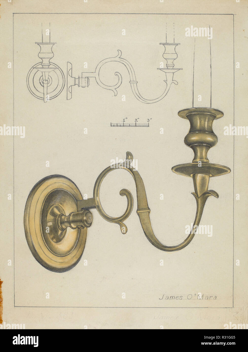 Chandelier. En date du : ch. 1936. Dimensions : hors tout : 28,6 x 21,5 cm (11 1/4 x 8 7/16 in.) Objet : SAI Original 11' de long, 6 1/4" de haut. Médium : aquarelle et graphite sur carton. Musée : National Gallery of Art, Washington DC. Auteur : James O'Mara. Banque D'Images