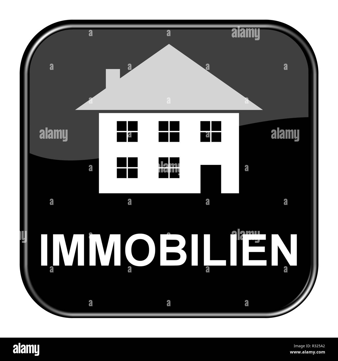 Bouton brillant noir - real estate Banque D'Images