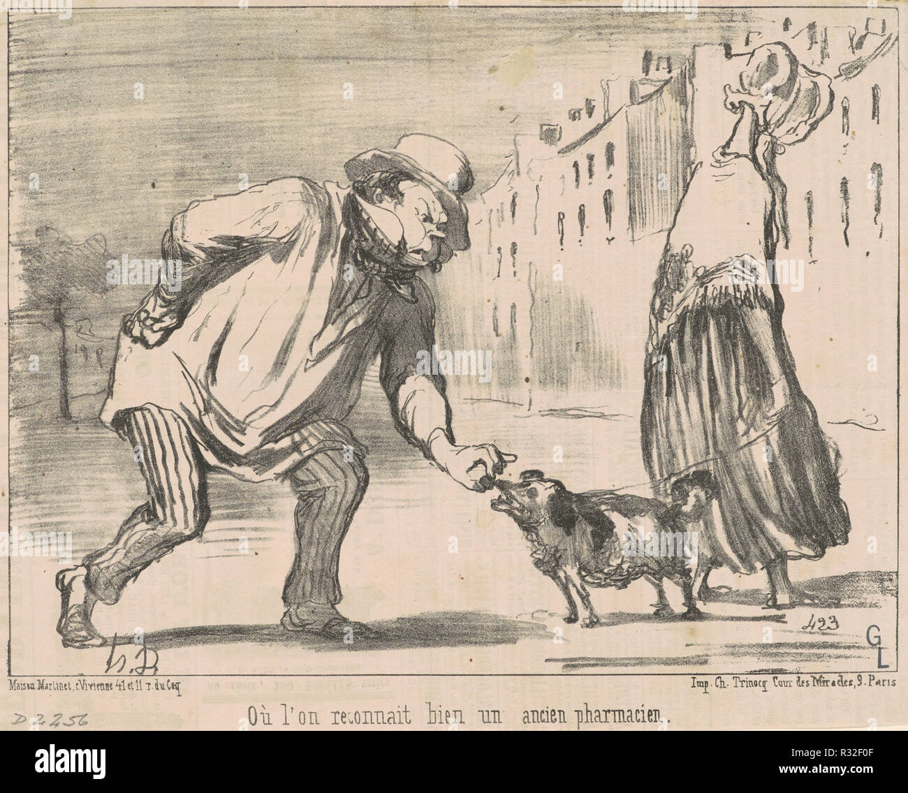 Ou l'on reconnait ... un ancien pharmacien. Date : le 19e siècle. Technique : lithographie. Musée : National Gallery of Art, Washington DC. Auteur : Honoré Daumier. Banque D'Images