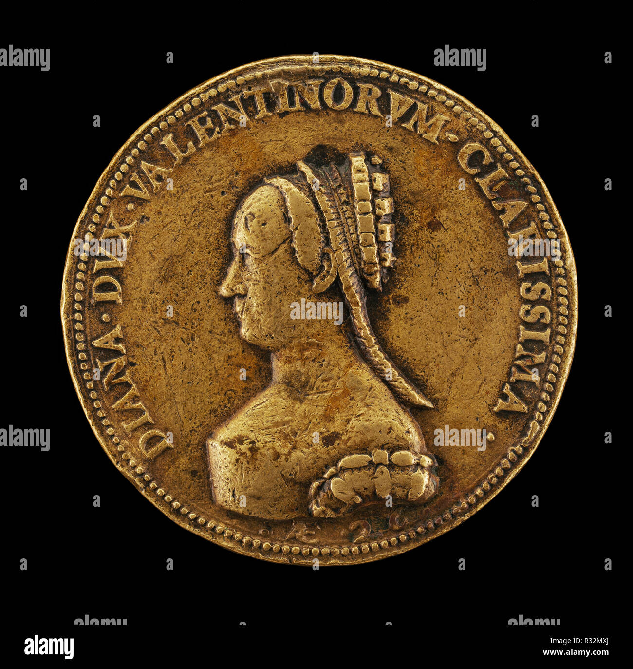 Diane de Poitiers, 1499-1566, épouse de Louis de Brézé, duchesse de Valentinois [1548] avers. En date du : ch. 1525. Dimensions : hors tout (diamètre) : 5.31 cm (2 1/16 in.) Poids brut : 49,05 g (0,108 lb.) axe : 12:00. Technique : bronze//fin exprimés. Musée : National Gallery of Art, Washington DC. Auteur : le français du xvie siècle. Banque D'Images