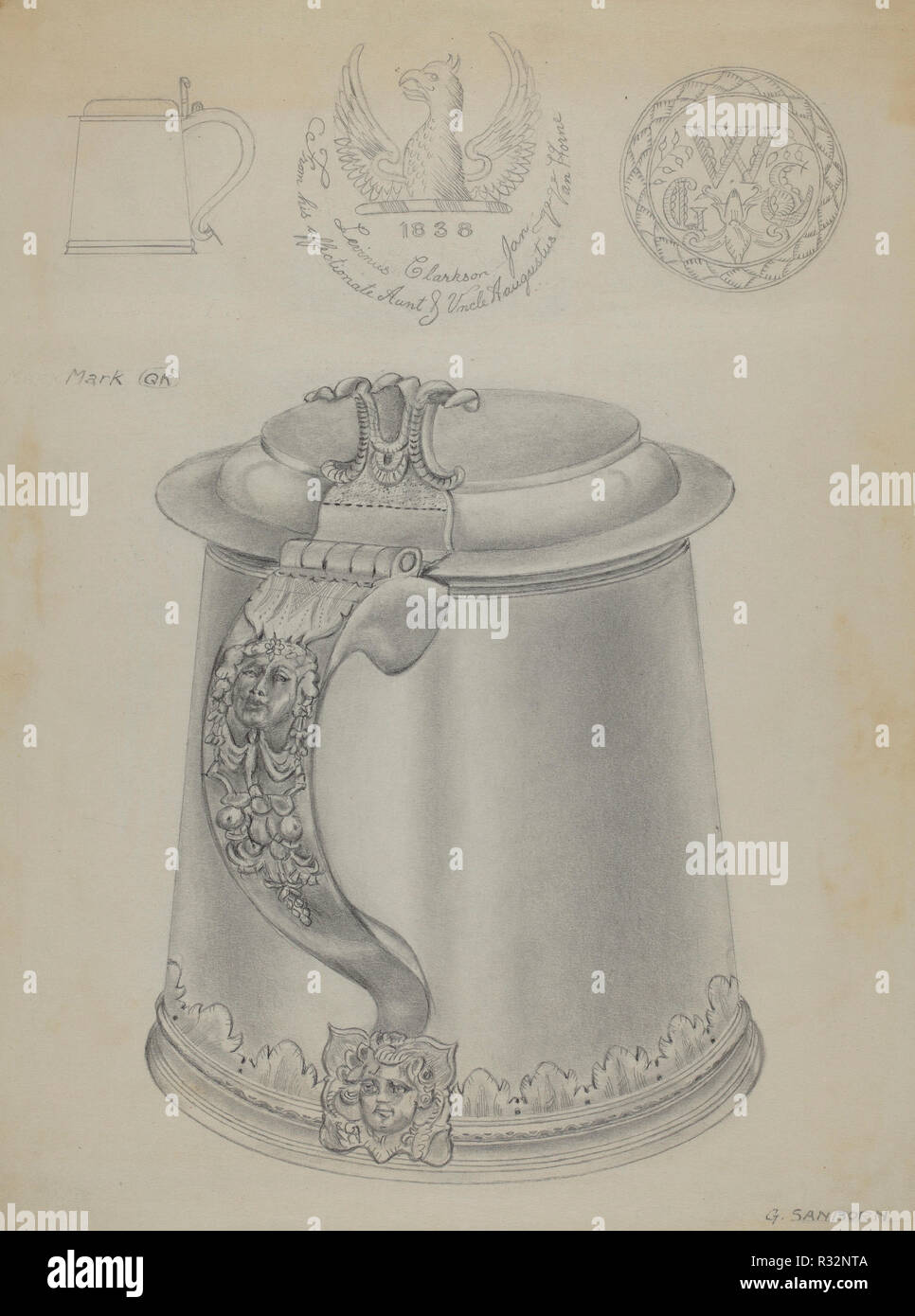 Silver Tankard. En date du : ch. 1936. Dimensions : hors tout : 29,1 x 22,1 cm (8 7/16 x 11 11/16 in.). Médium : graphite sur papier. Musée : National Gallery of Art, Washington DC. Auteur : Gordon Sanborn. Banque D'Images