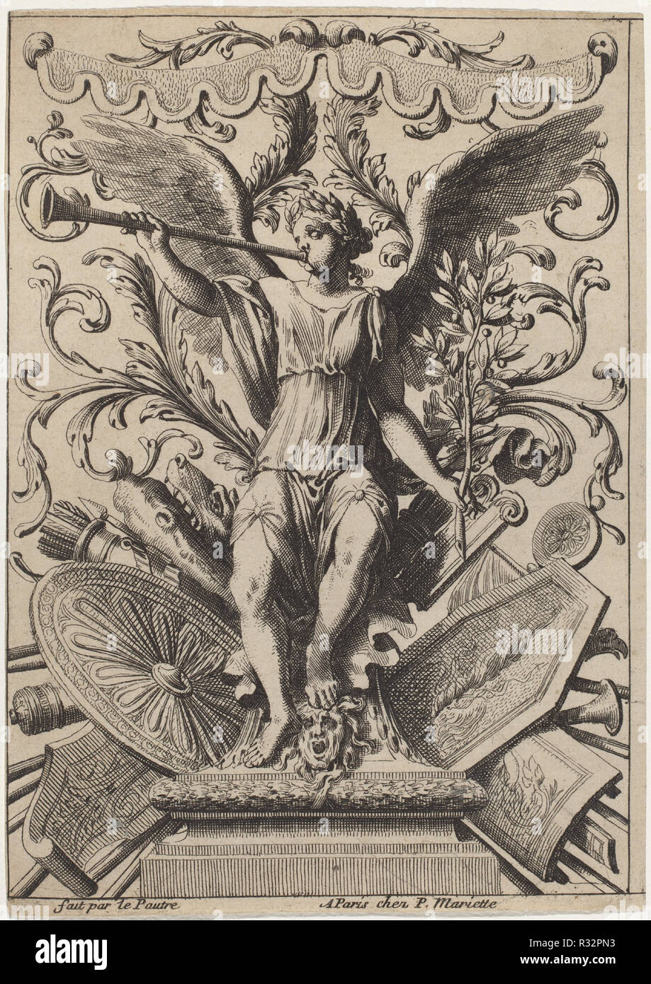 L'ornement. Technique : gravure sur bois sur papier. Musée : National Gallery of Art, Washington DC. Auteur : Jean Lepautre. Banque D'Images