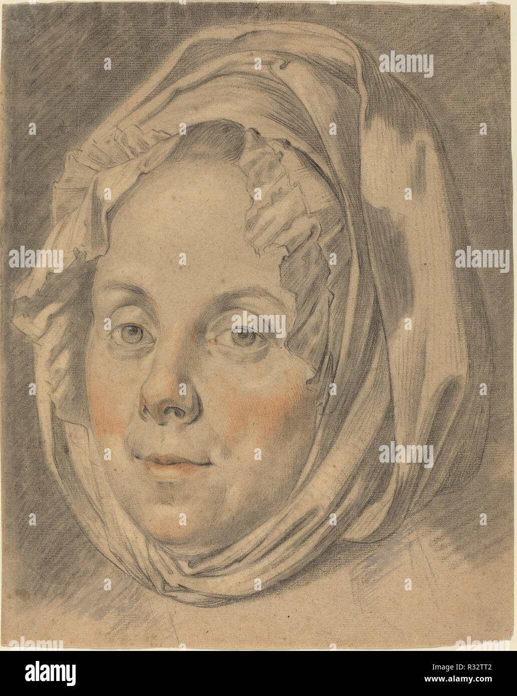Tête d'une infirmière. Dimensions : hors tout : 31,3 x 25 cm (9 5/16 x 12 13/16 in.). Médium : noir et craie rouge sur papier vergé. Musée : National Gallery of Art, Washington DC. Auteur : Anton Johann Tischbein. Banque D'Images Tête d'une infirmière. Dimensions : hors tout : 31,3 x 25 cm (9 5/16 x 12 13/16 in.). Médium : noir et craie rouge sur papier vergé. Musée : National Gallery of Art, Washington DC. Auteur : Anton Johann Tischbein. Banque D'Images