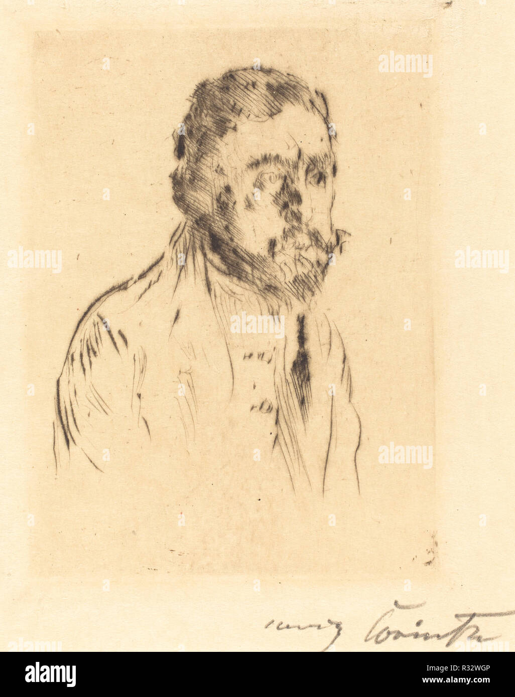 Hermann Struck (Bildnisstudie H. St.). En date du : 1920. Dimensions : plaque : 9,6 x 7,5 cm (3 3/4 x 2 15/16 in.) : 12,4 x 10,1 Fiche cm (4 7/8 x 4 in.). Médium : pointe sèche en noir sur papier vélin. Musée : National Gallery of Art, Washington DC. Auteur : Lovis Corinth. Banque D'Images