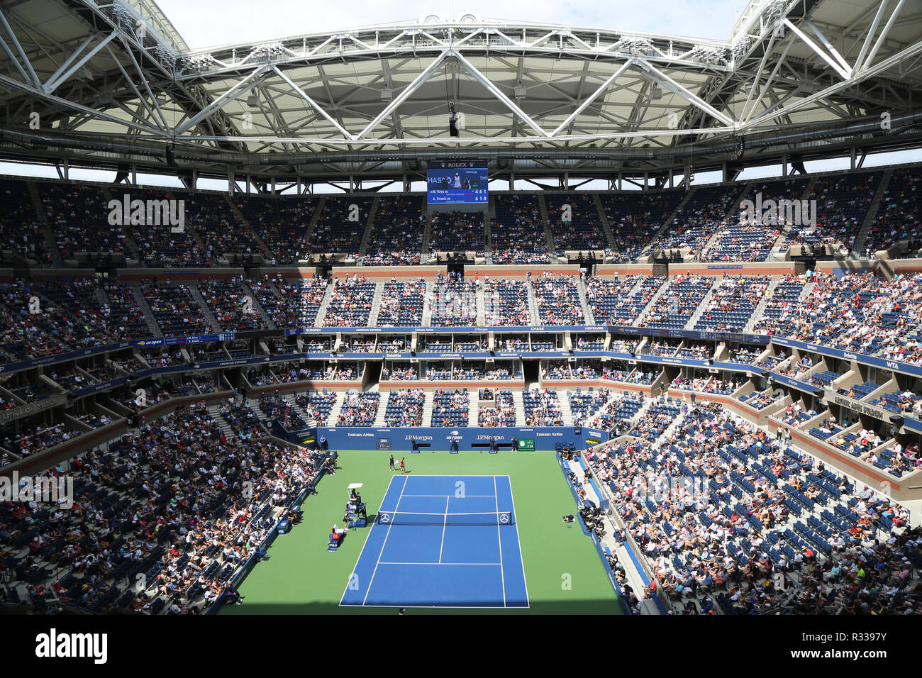 Arthur Ashe Stadium à la Billie Jean King National Tennis Center pendant 2018 Tournoi de l'US Open à New York Banque D'Images Arthur Ashe Stadium à la Billie Jean King National Tennis Center pendant 2018 Tournoi de l'US Open à New York Banque D'Images
