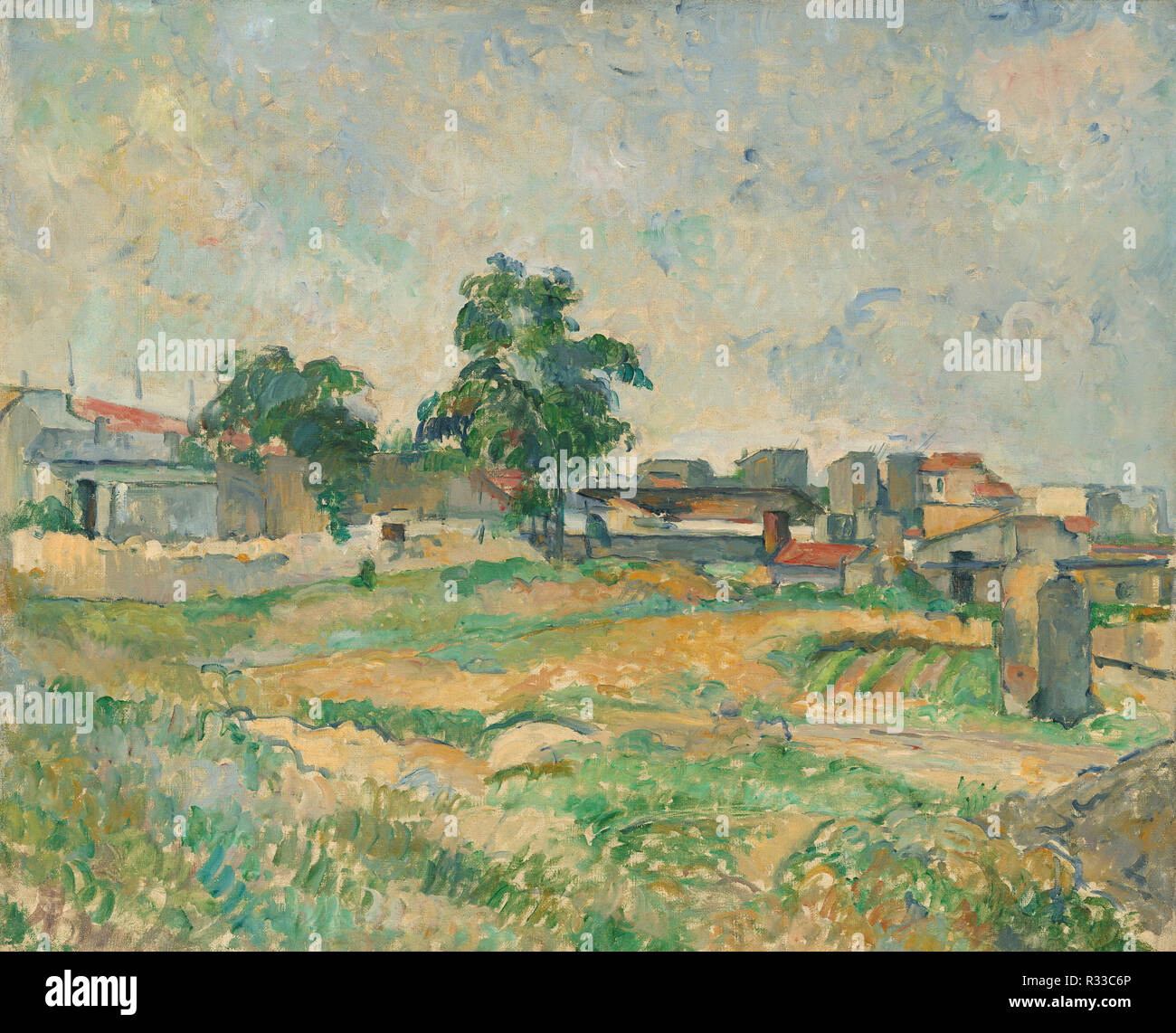 Paysage près de Paris. En date du : ch. 1876. Dimensions : hors tout : 50,2 x 60 cm (19 3/4 x 23 5/8 in.) Encadré : 70,5 x 81,3 cm (27 3/4 x 32 in.). Médium : Huile sur toile. Musée : National Gallery of Art, Washington DC. Auteur : Paul Cézanne. Cézanne, Paul. Banque D'Images
