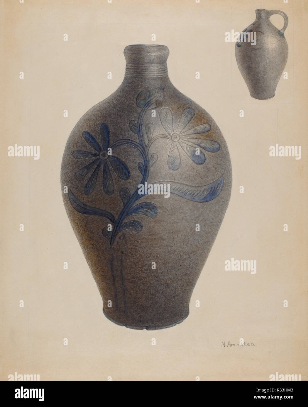 Verseuse. En date du : probablement 1936/1938. Dimensions : hors tout : 28,8 x 22,8 cm (11 x 9 5/16 in.) Original : Objet de la DIA 15' de hauteur 5' Dia.(base). Médium : Aquarelle, crayon de couleur et mine de plomb sur carton. Musée : National Gallery of Art, Washington DC. Auteur : Nicholas Amantea. Banque D'Images