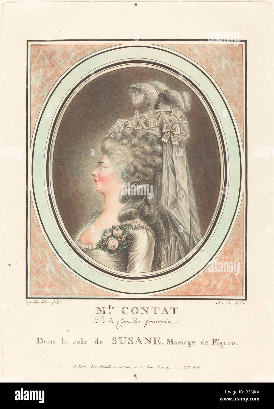 Mademoiselle Contat. Médium : gravure crépi. Musée : National Gallery of Art, Washington DC. Auteur : J. Coutellier. Banque D'Images
