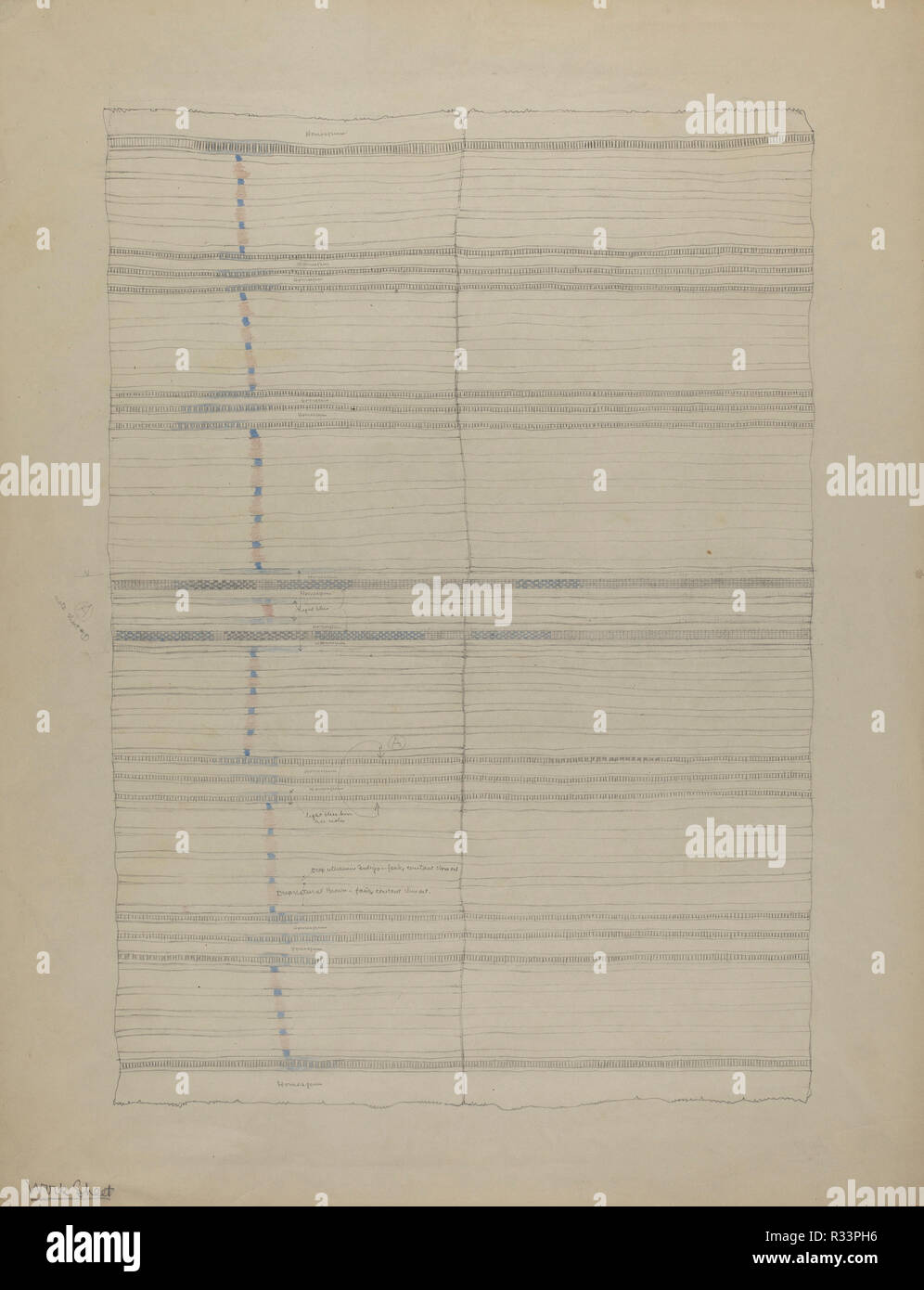 Textile. En date du : 1935/1942. Dimensions : hors tout : 65,9 x 51 cm (25 15/16 x 20 1/16 in.). Médium : graphite et crayon de couleur sur papier. Musée : National Gallery of Art, Washington DC. Auteur : Américaine du xxe siècle. Banque D'Images