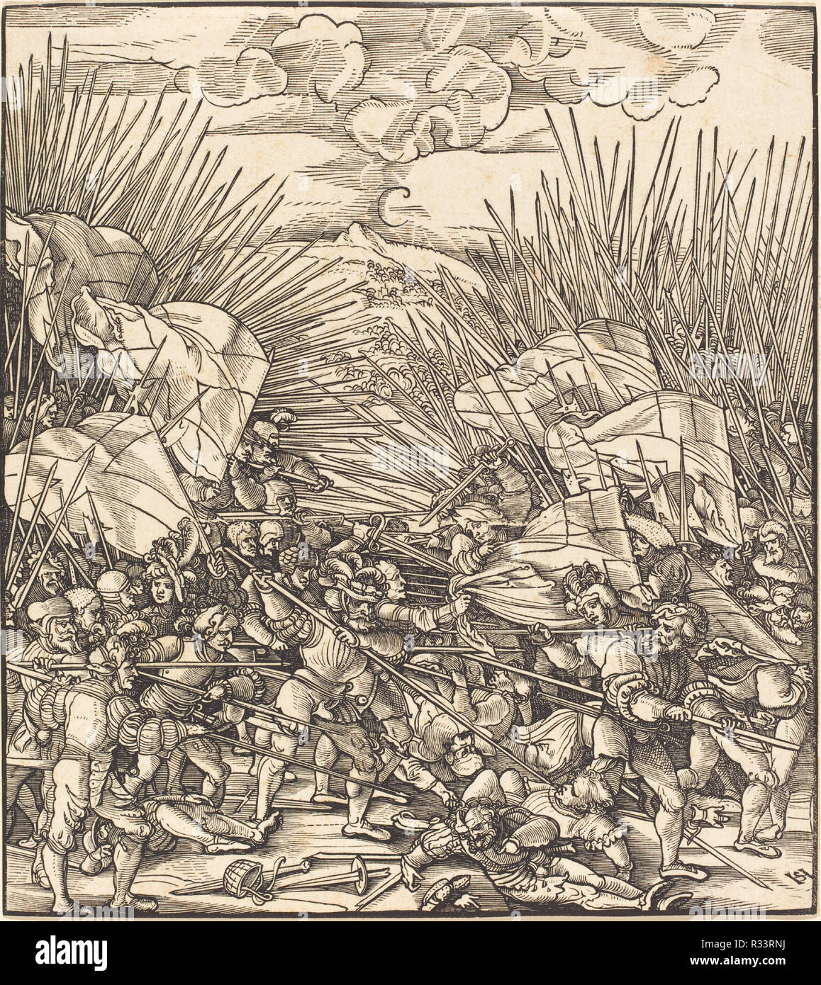 Bataille de Cividale. Technique : gravure sur bois. Musée : National Gallery of Art, Washington DC. Auteur : Hans Schäufelein Leonard. Banque D'Images