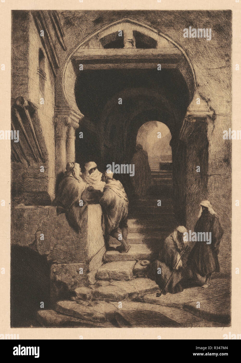 Façon Devils, Alger. En date du : 1879. Dimensions : 21,43 × 14,92 plaque : cm (8 7/16 x 5 7/8 in.) : feuille 38,74 × 26,83 cm (15 1/4 x 10 9/16 in.). Technique : gravure en noir sur papier vergé. Musée : National Gallery of Art, Washington DC. Auteur : Stephen James Ferris, Aolphe Mouilleron. Banque D'Images