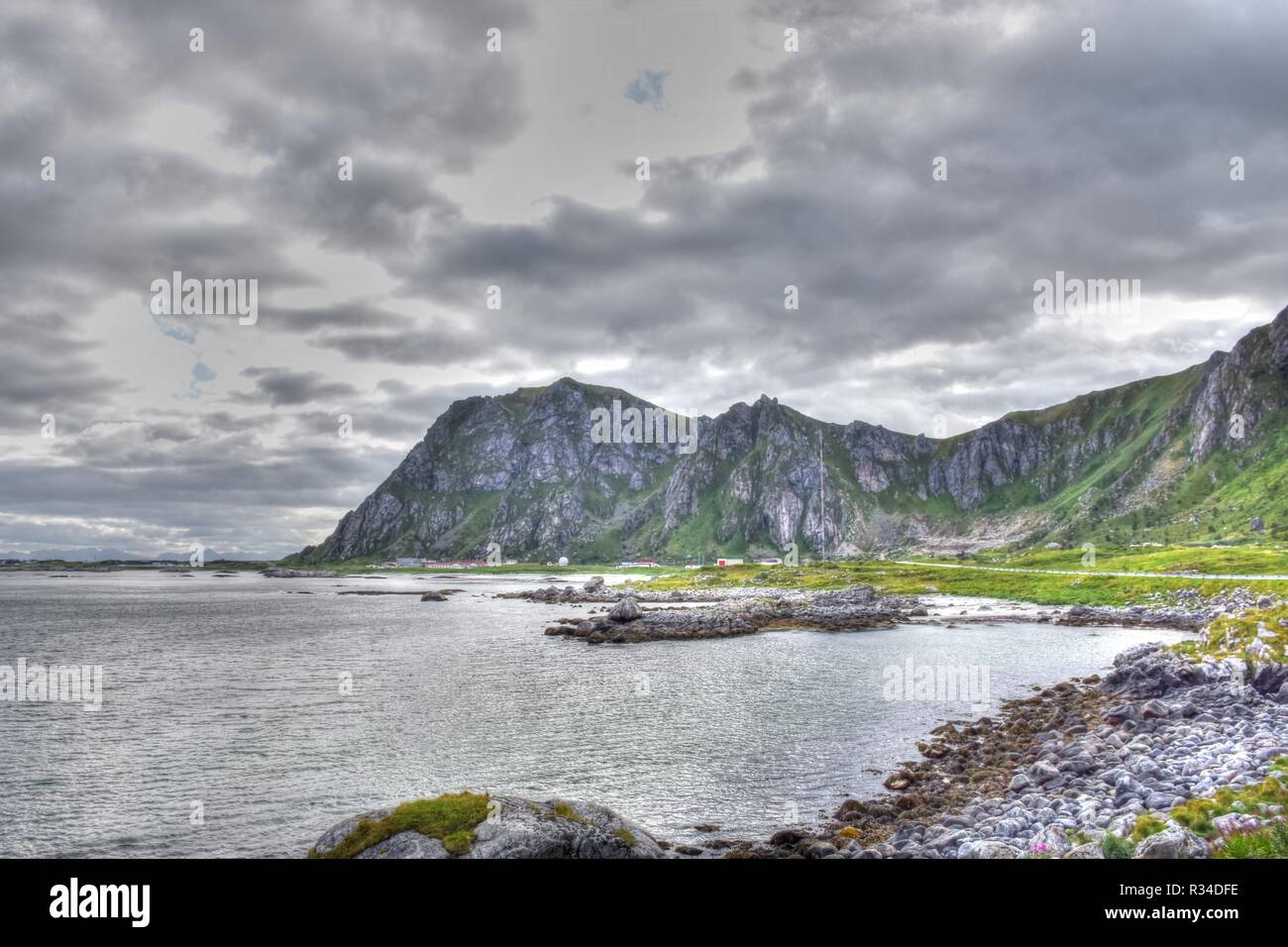 Norvège, Nordland, Andenes Andøya Vesterålen sans petrole,,, Insel, Küste, Sommer, Straße, Landstraße, Gebirge, Fv 976, 976, Kleivodden, Bleik, Stadt, Leuchtturm, Banque D'Images