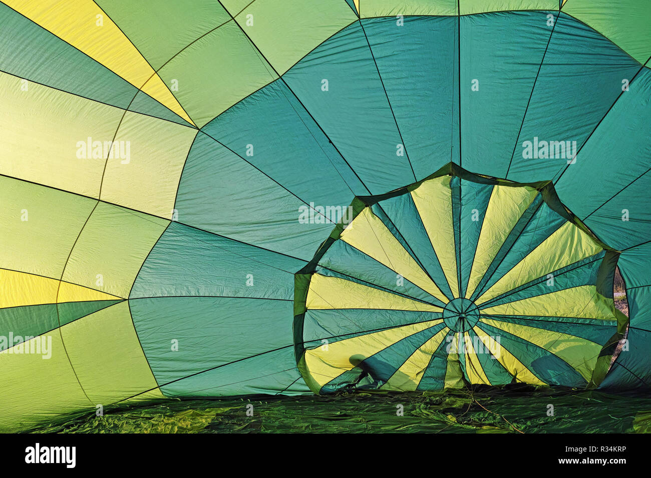 L'intérieur d'un ballon à air chaud dans les premières phases de l'inflation Banque D'Images