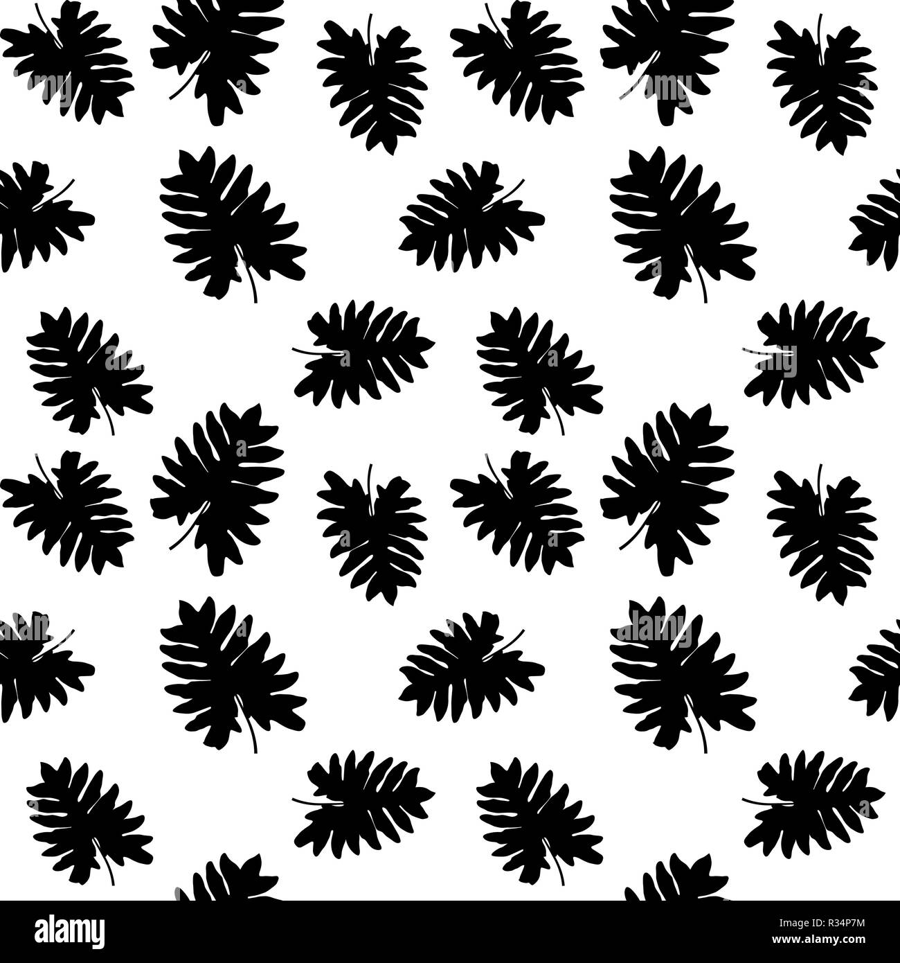 Silhouette d'arbres feuilles sur fond blanc. Modèle sans couture. Vector Illustration Illustration de Vecteur