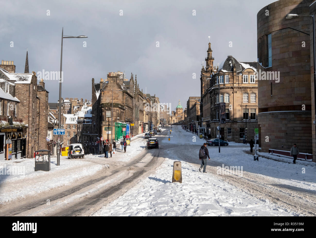 George IV Bridge, Edinburgh après la bête de l'est une tempête de neige le 1er mars 2018. Banque D'Images