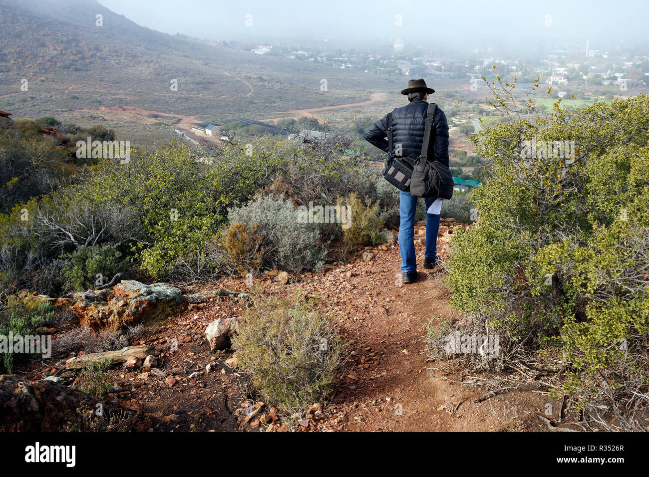 Le désert du Karoo National Botanical Garden à Worcester au pied de la rivière Hex Montagnes dans la province du Cap-Occidental en Afrique du Sud. Banque D'Images