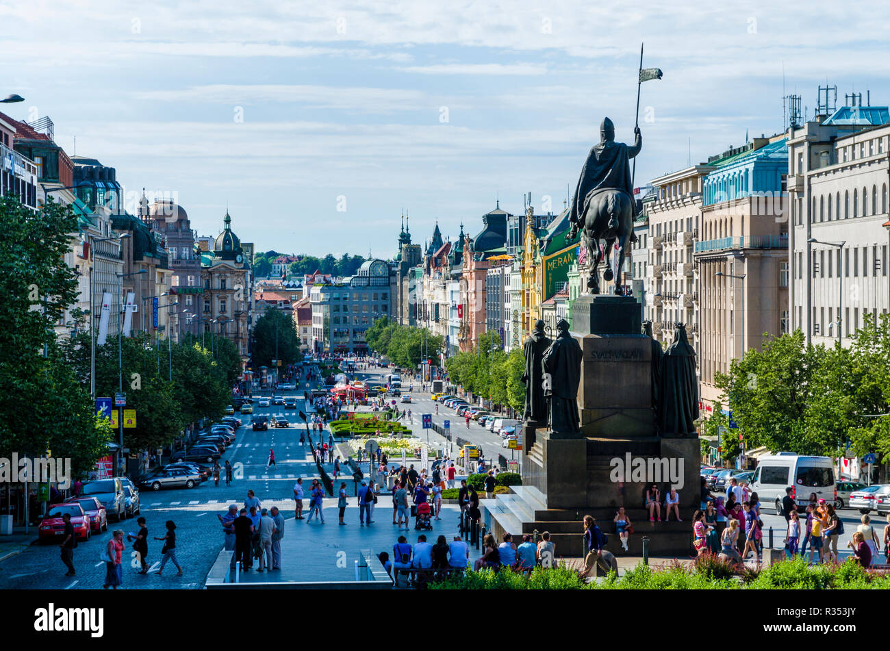 Václavské náměstí', 'la place Venceslas avec la Place Wenceslas Monument, vu du Musée National Banque D'Images