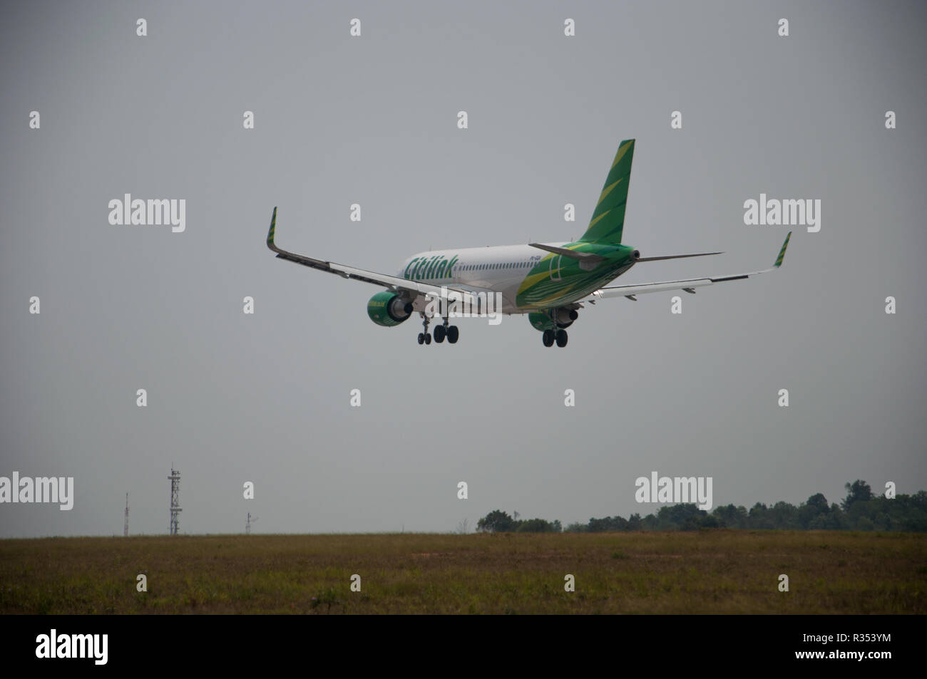 Un avion de ligne indonésien Citilink a été l'atterrissage sur l'aéroport de Hang Nadim Banque D'Images