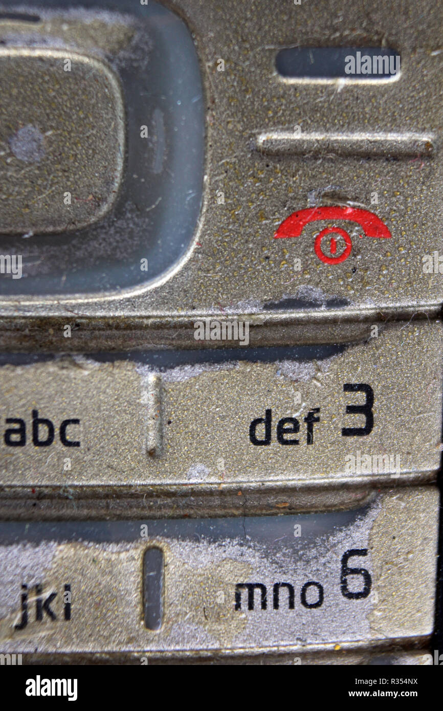 Vieux téléphone portable mobile nokia, détail Banque D'Images