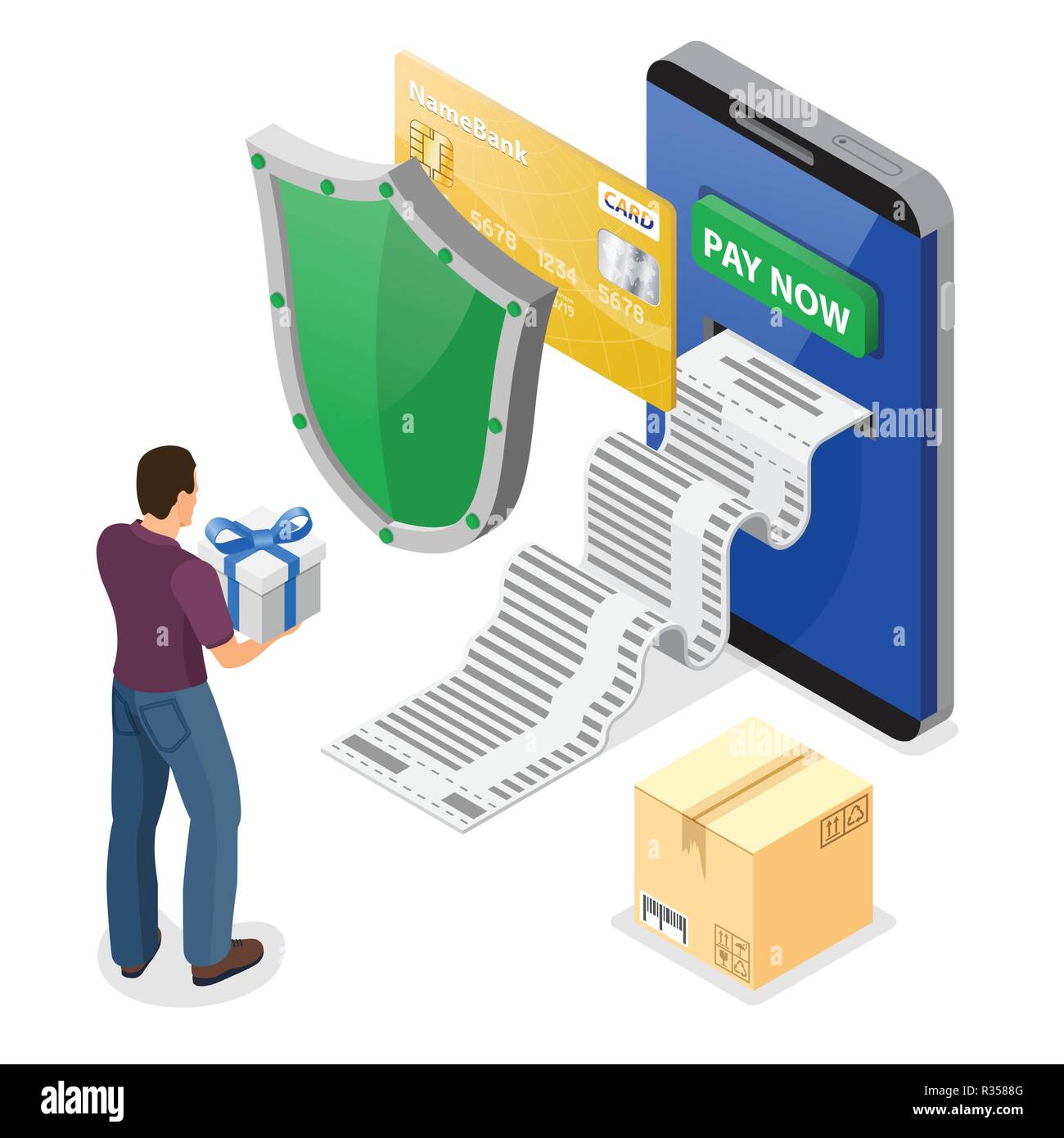 Les achats sur Internet et les paiements en ligne Concept Illustration de Vecteur