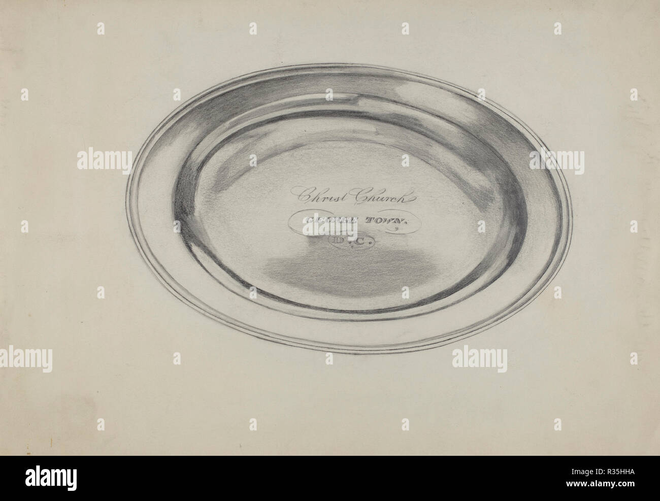 Plaque de communion en argent. En date du : 1935/1942. Dimensions : hors tout : 24,9 x 36 cm (9 13/16 x 14 3/16 po.). Médium : graphite sur papier. Musée : National Gallery of Art, Washington DC. Auteur : Ella Josephine Sterling. Banque D'Images