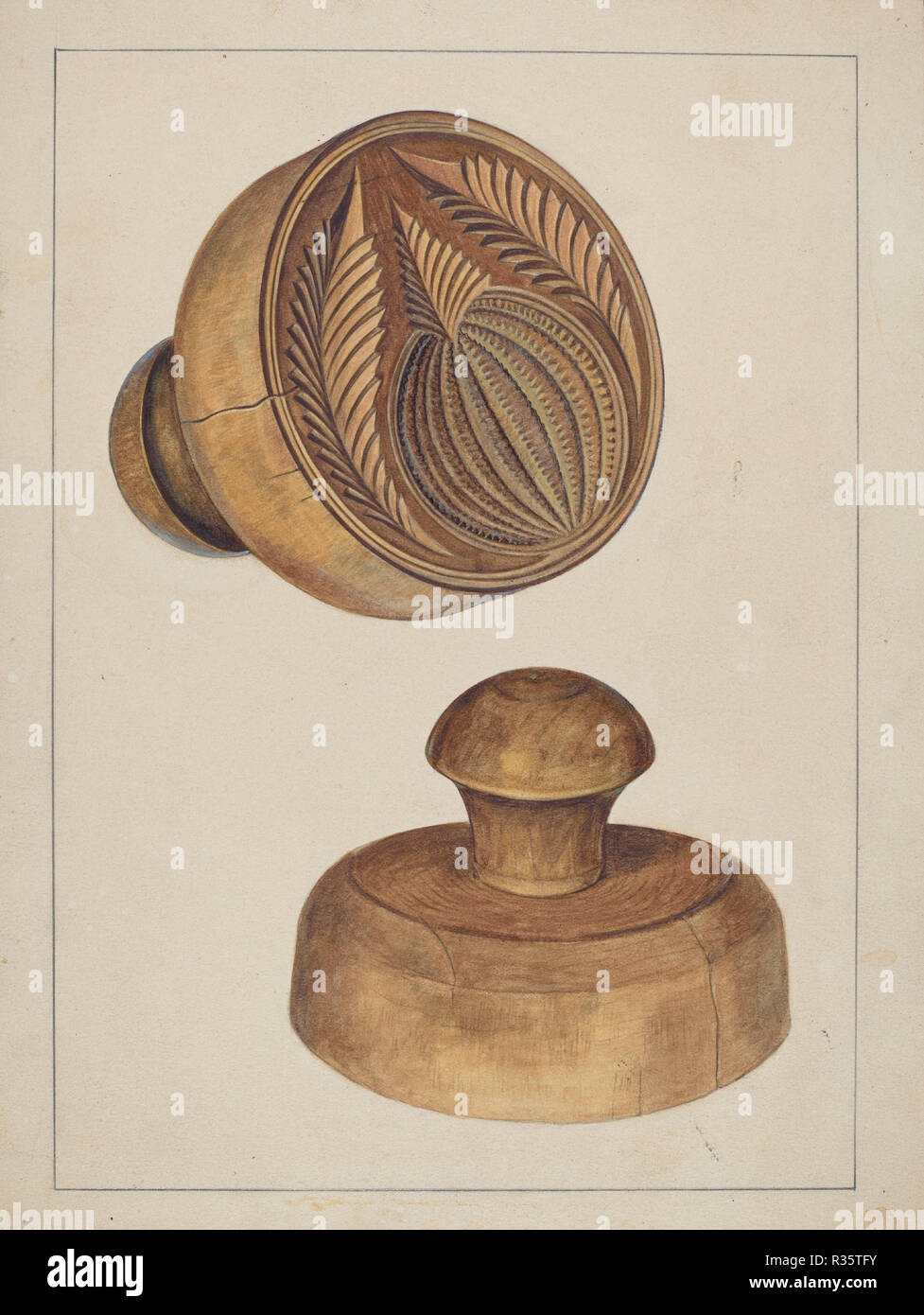 Moule à beurre. En date du : ch. 1936. Dimensions : hors tout : 28,5 x 21,5 cm (11 1/4 x 8 7/16 in.). Médium : aquarelle et graphite sur carton. Musée : National Gallery of Art, Washington DC. Auteur : Michael Dadante. Banque D'Images