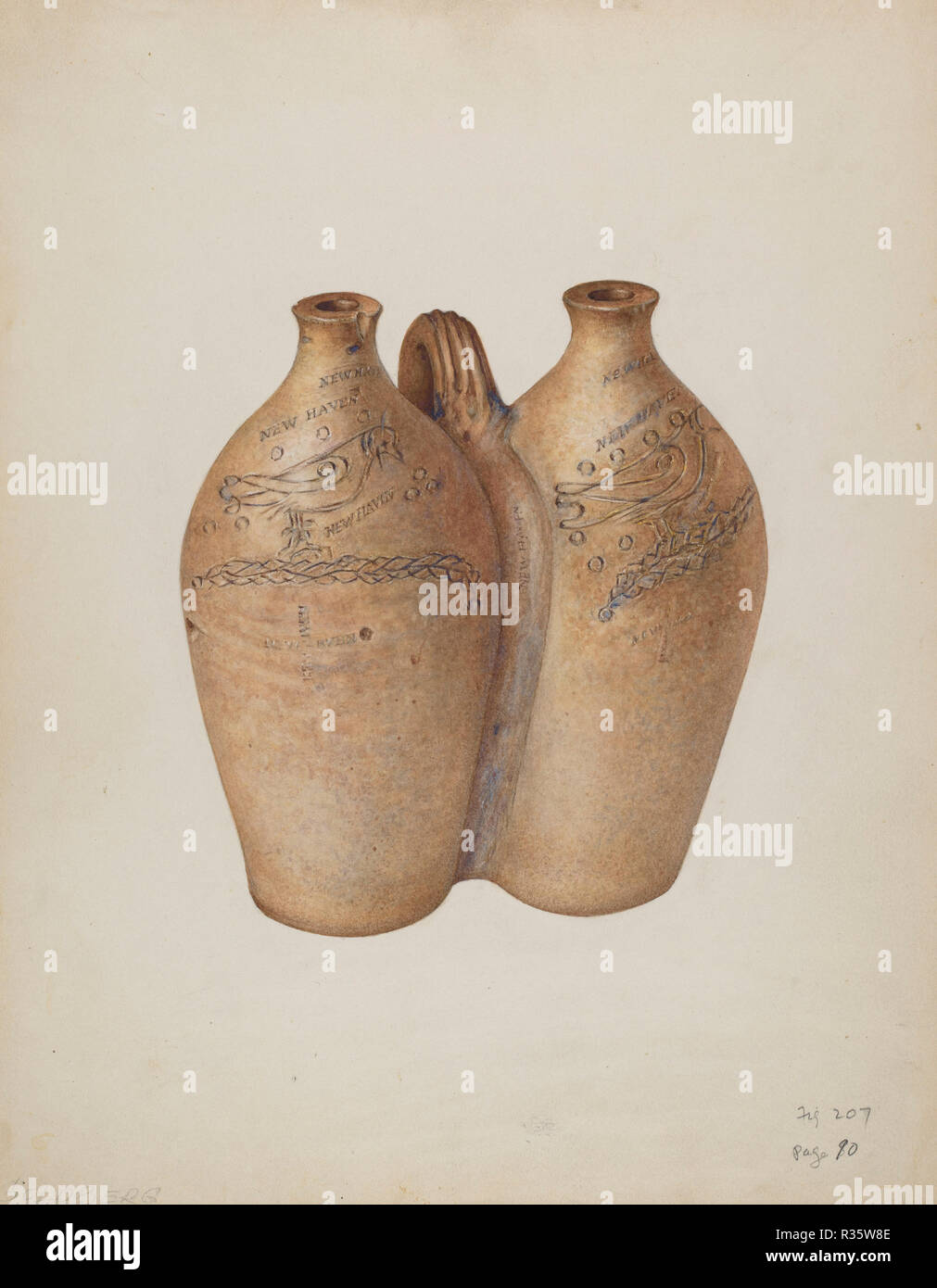 Gemel bouteille. En date du : ch. 1940. Dimensions : hors tout : 36,7 x 28,7 cm (14 7/16 x 11 5/16 in.) Objet : SAI Original 8' 5' de large haut(top) 5 7/8" de large(base).. Médium : Aquarelle, crayon de couleur et mine de plomb sur carton.. Musée : National Gallery of Art, Washington DC. Auteur : Isadore Goldberg. Banque D'Images