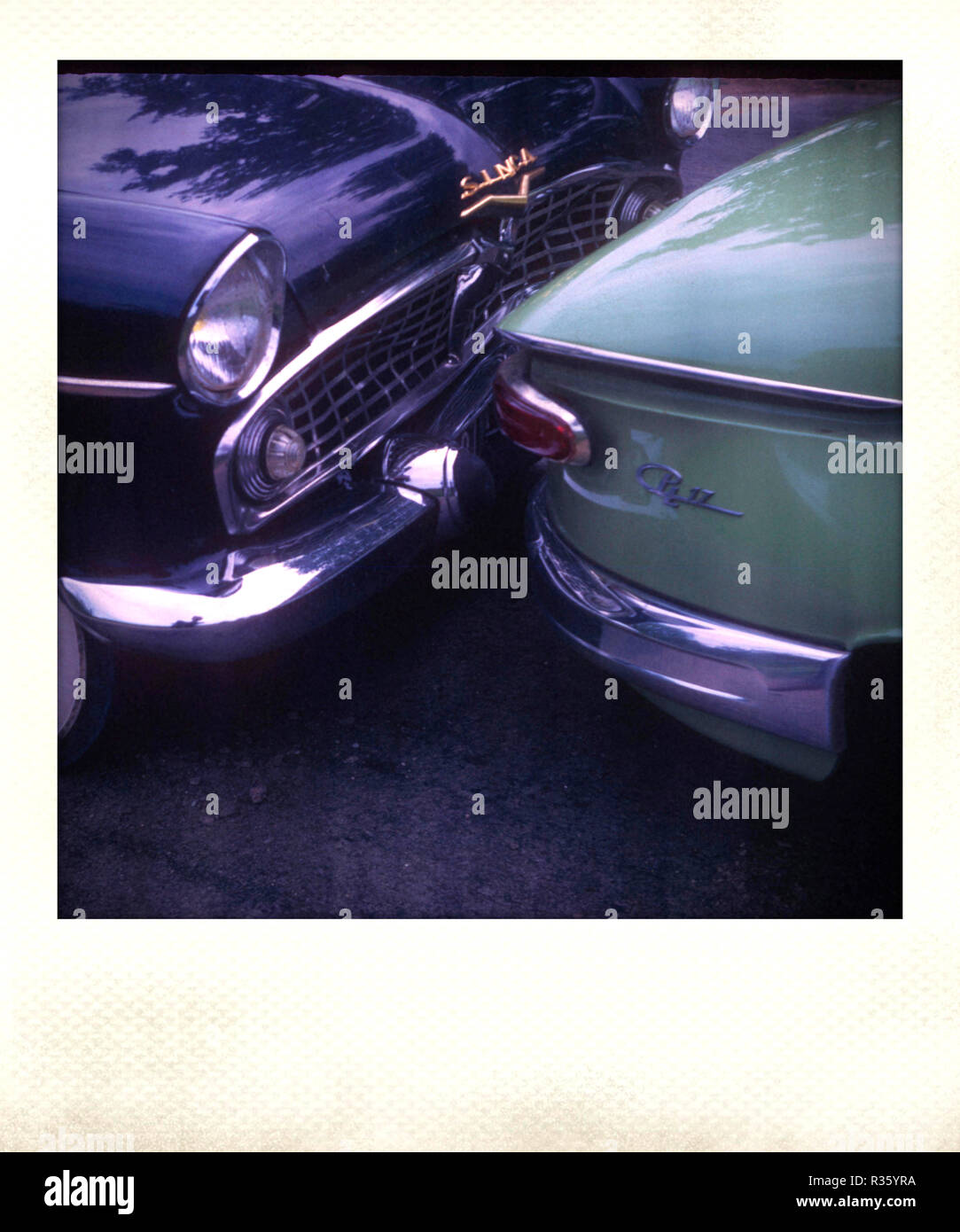 Effet Polaroid de voitures anciennes Banque D'Images