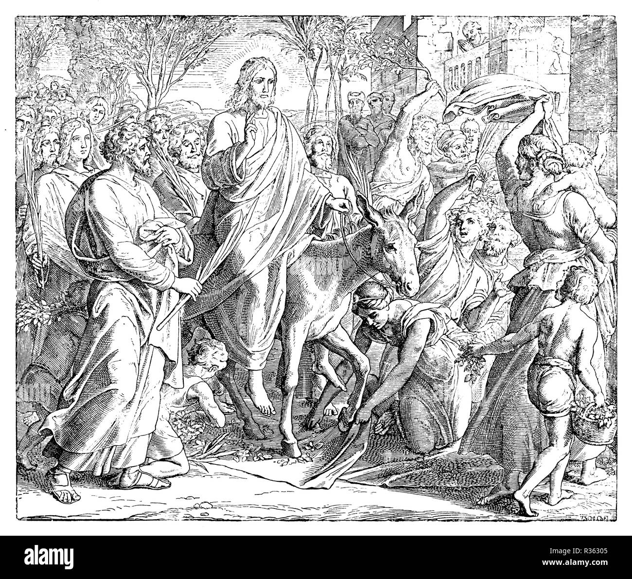 Entrée du Christ à Jérusalem, Julius Schnorr von Carolsfeld Banque D'Images