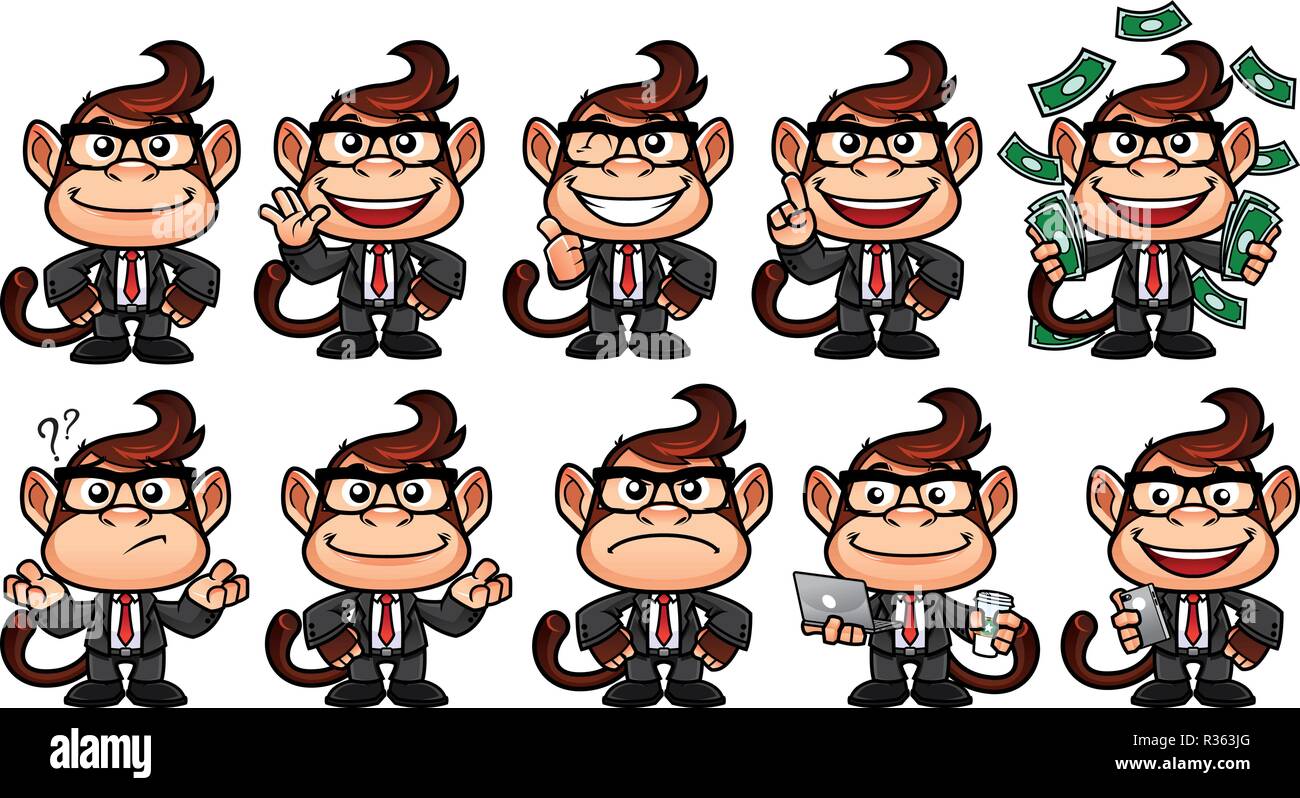 Monkey Business Set Illustration de Vecteur