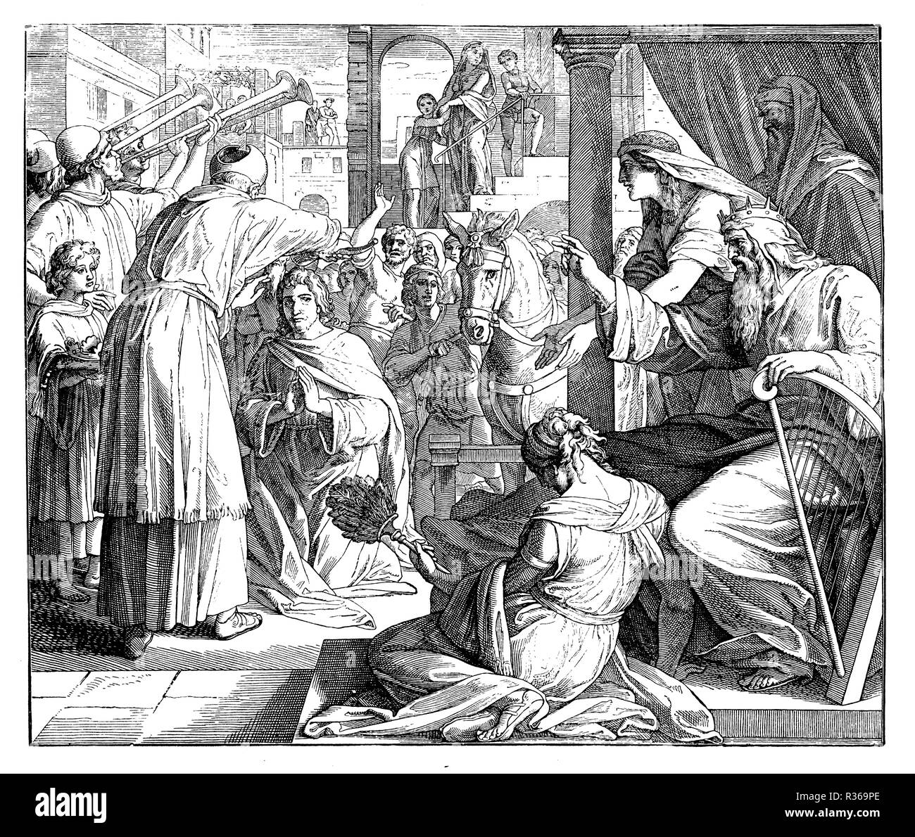 Salomon est oint pour roi, Julius Schnorr von Carolsfeld Banque D'Images