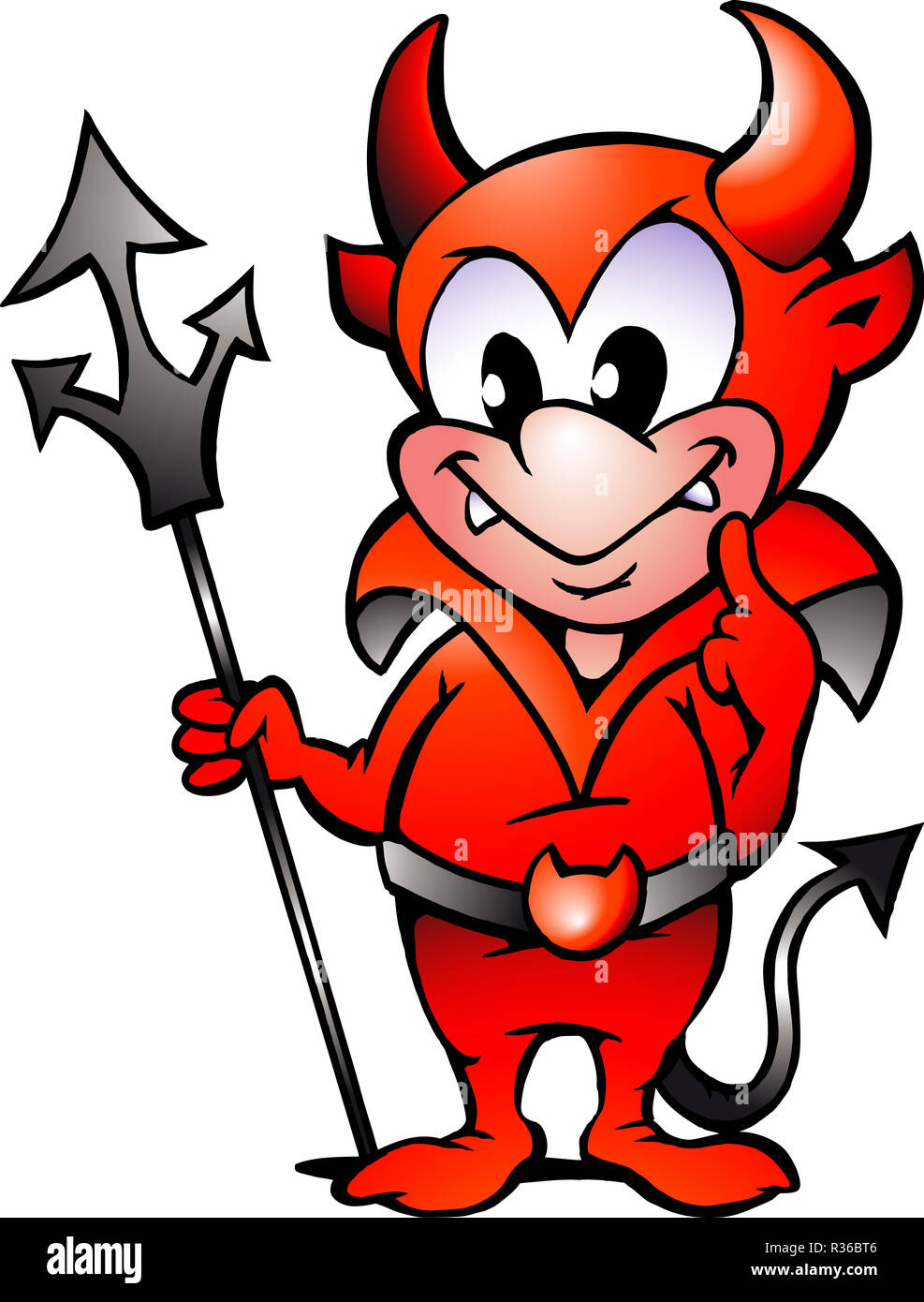 Vector illustration dessinée à la main d'un petit diable rouge garçon Banque D'Images