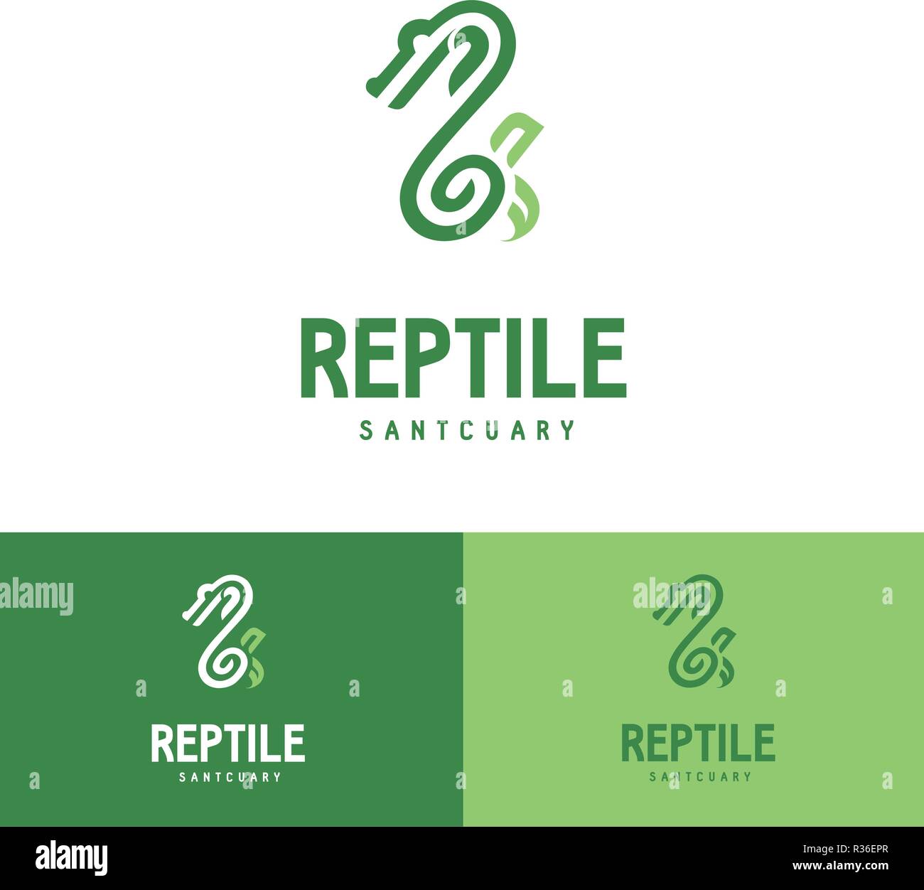 Vert graphique minimale moderne Symbole Icône Reptile Sanctuary exotiques Illustration de Vecteur