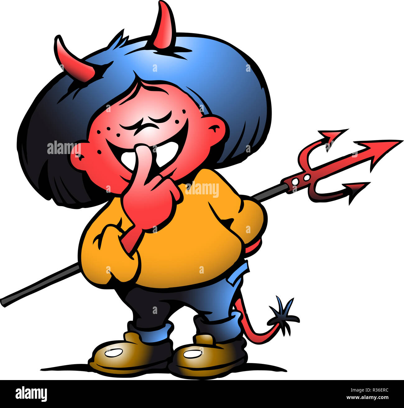 Vector illustration dessinée à la main d'un mignon diable Girl Banque D'Images