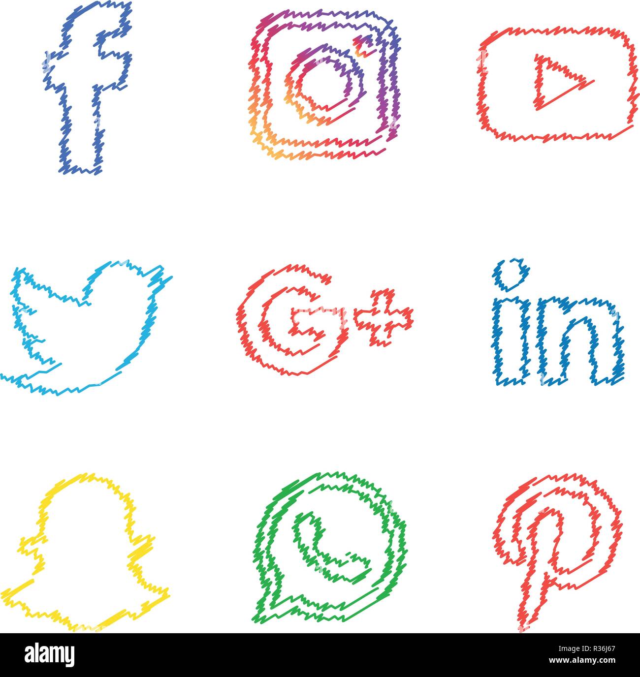 Social Media Icons Set Vector Logo Illustrator Social Media Icone Snapchat Facebook Instagram Twitter Whatsapp Set Reseau Populaires Pers Tec Image Vectorielle Stock Alamy