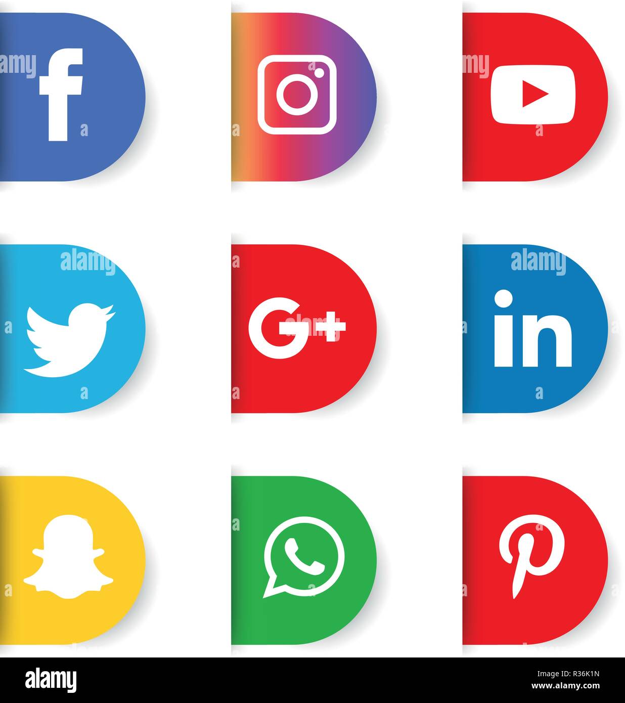Social Media Icons Set Vector Logo Illustrator Social Media Icone Snapchat Facebook Instagram Twitter Whatsapp Set Reseau Populaires Pers Tec Image Vectorielle Stock Alamy