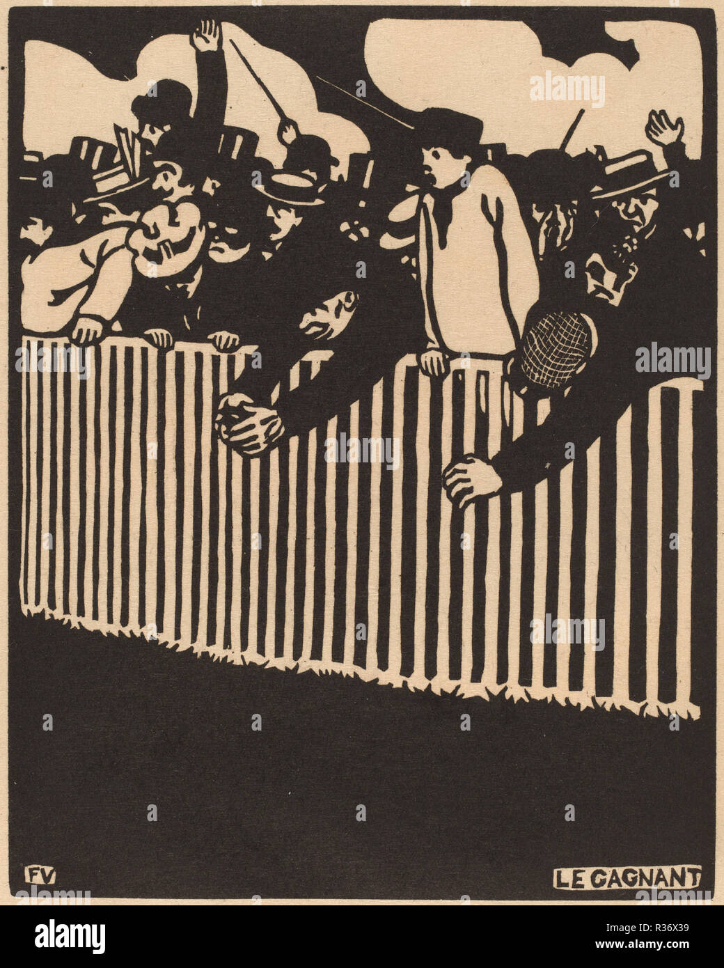 Le gagnant (le gagnant). En date du : 1898. Dimensions : image : 22,4 x 17,7 cm (8 13/16 x 6 15/16 in.) feuille : 32,9 x 25,9 cm (12 15/16 x 10 3/16 po.). Technique : gravure sur bois en noir sur papier japon. Musée : National Gallery of Art, Washington DC. Auteur : Félix Vallotton. Banque D'Images