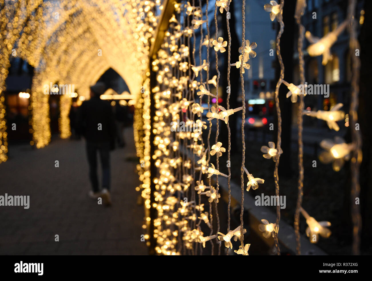 Les lumières de Noël à Oslo, Norvège. Banque D'Images
