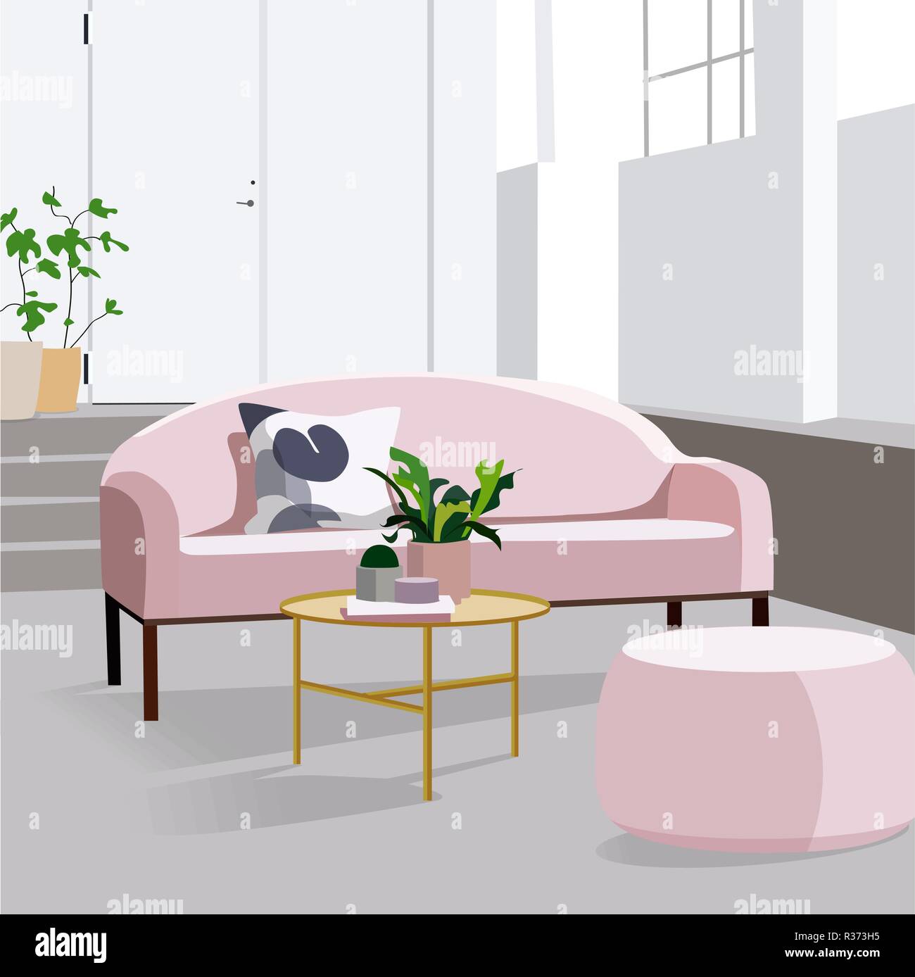 Vecteur moderne salle de séjour design intérieur. vacances illustration. Illustration de Vecteur