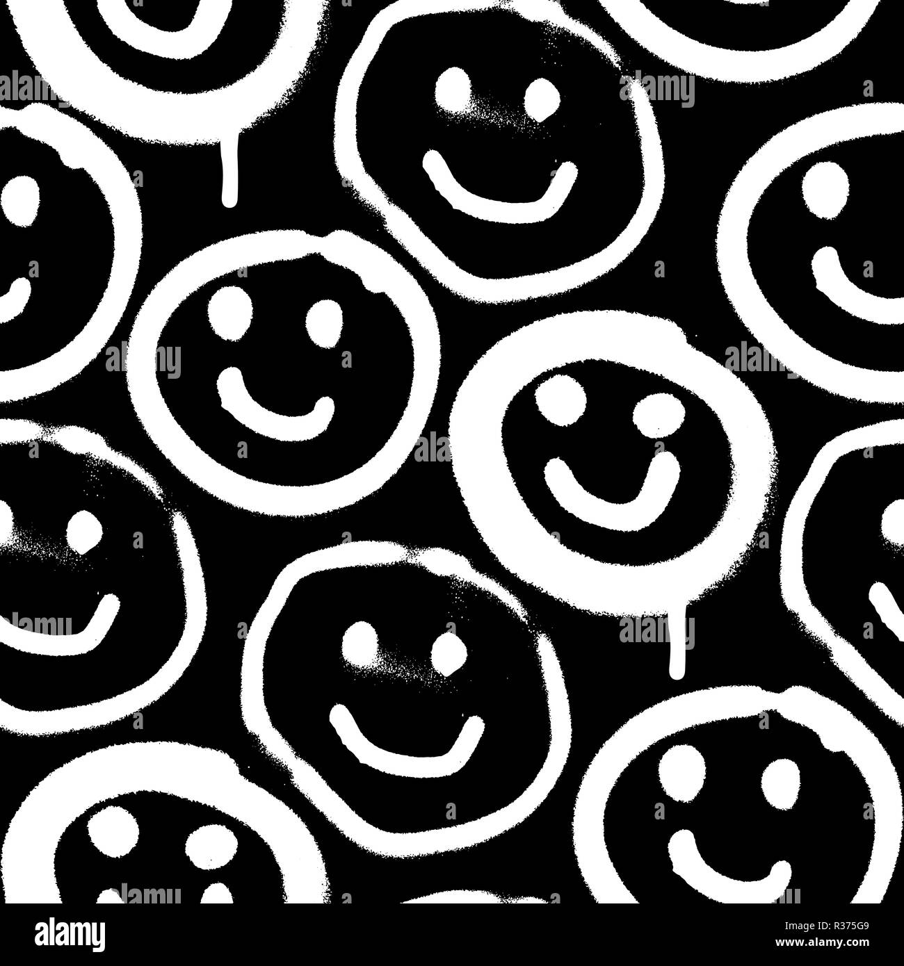 Smile emoji seamless Banque d'images noir et blanc - Alamy