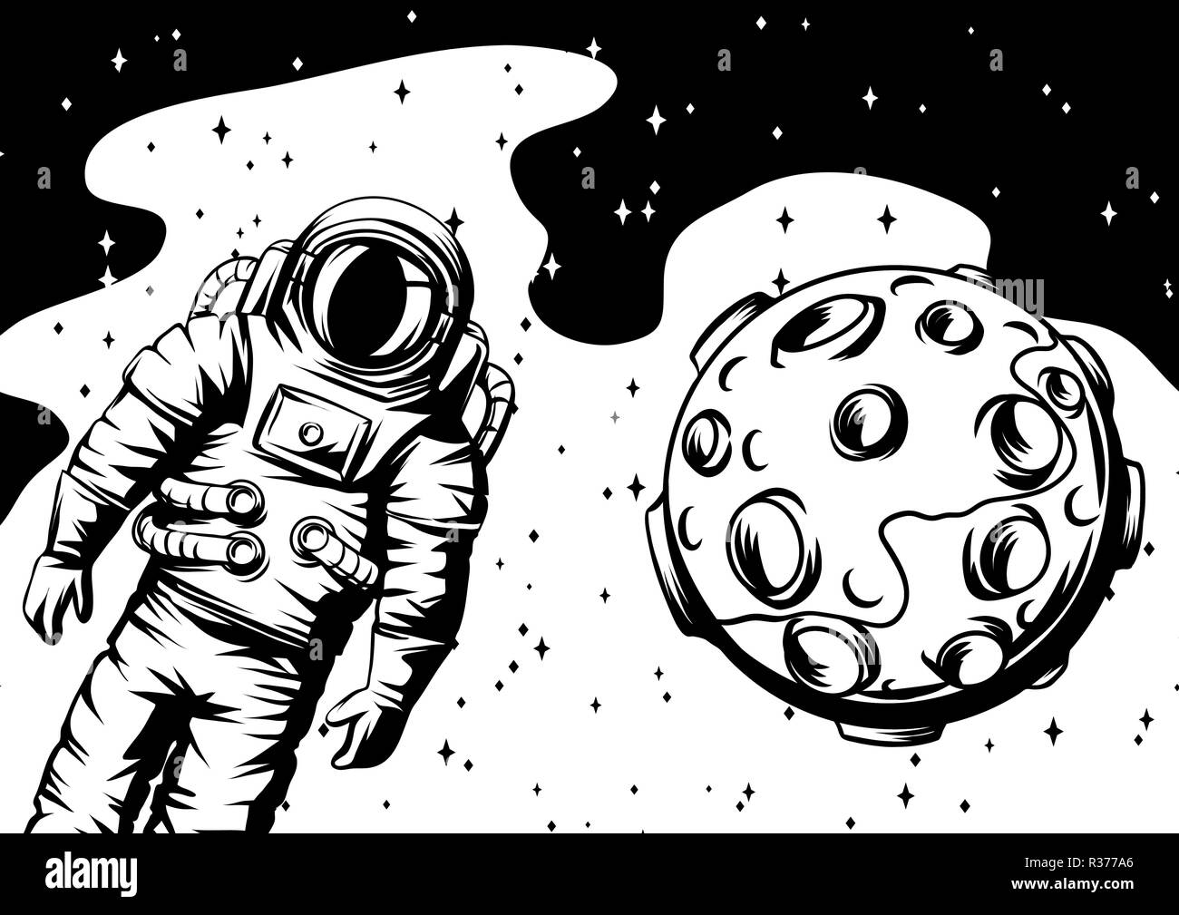 Illustration de l'astronaute de lune. Illustration de Vecteur