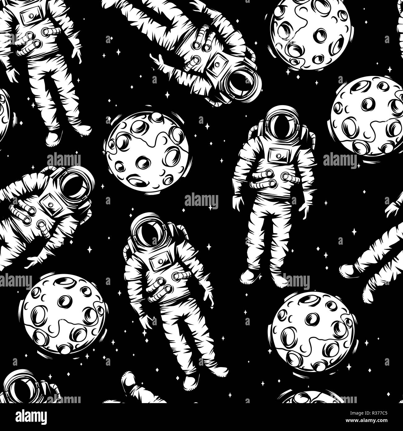 Modèle logique des astronautes et des lunes. Illustration de Vecteur