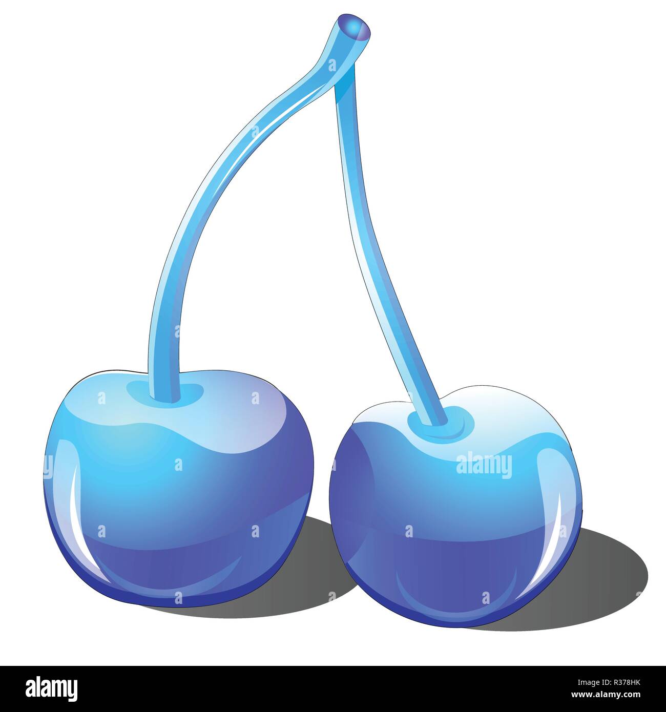 Deux cerises fait de glace et de verre isolé sur fond blanc. Vector illustration. Illustration de Vecteur