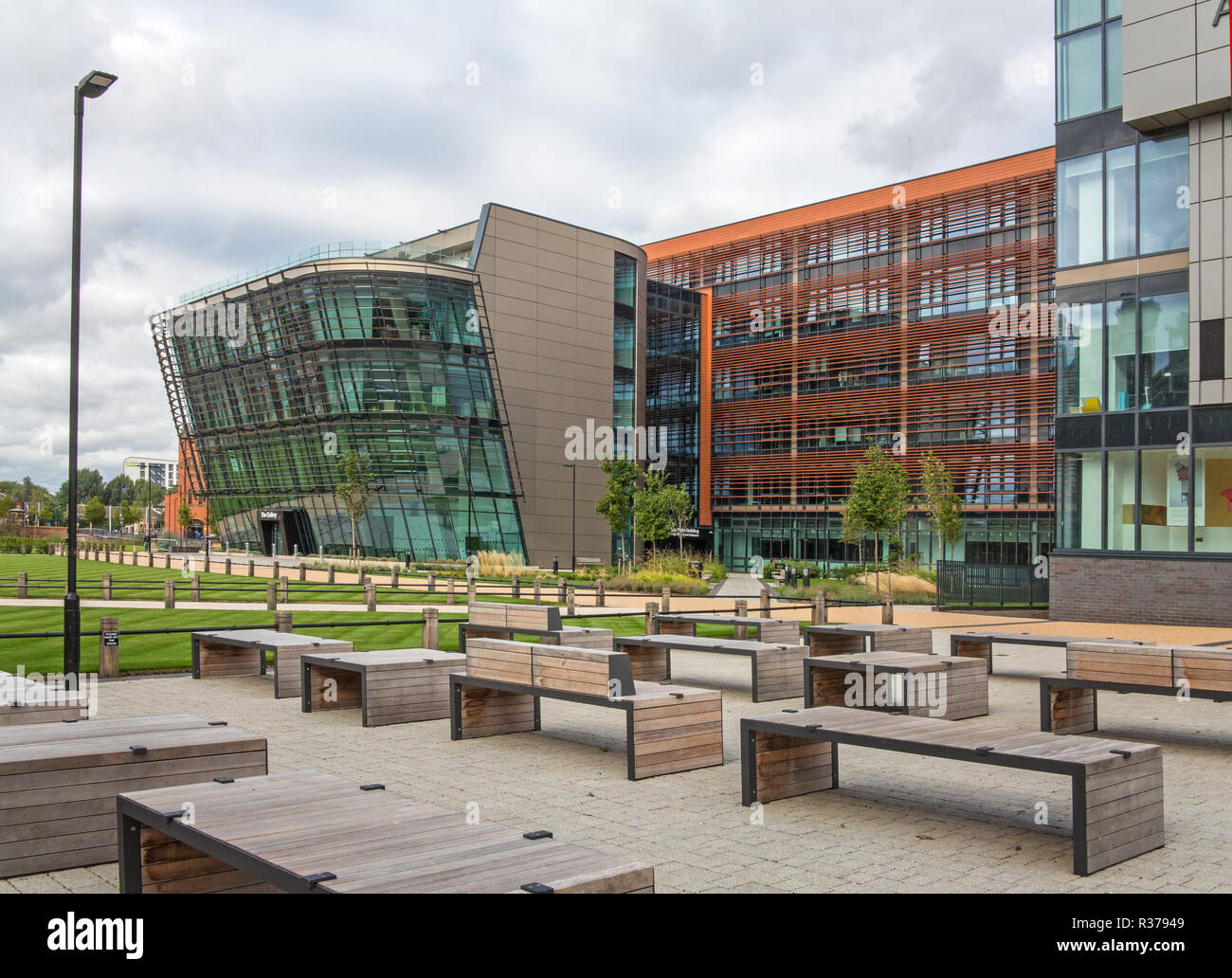 Vijay Patel, bâtiment de l'Université De Montfort, Leicester, Angleterre. Banque D'Images